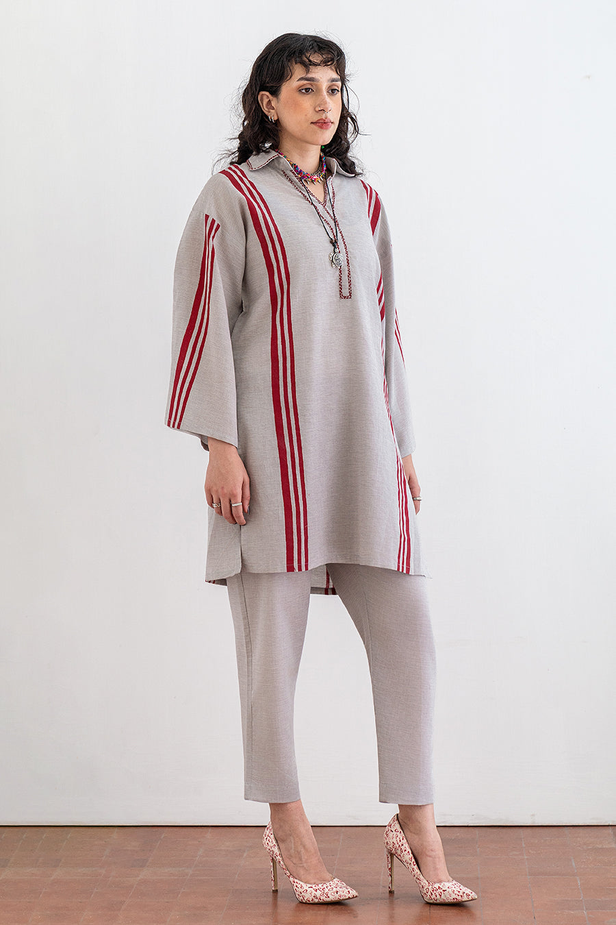 BLOCK PRINTED TEXTURED LAWN SHIRT
