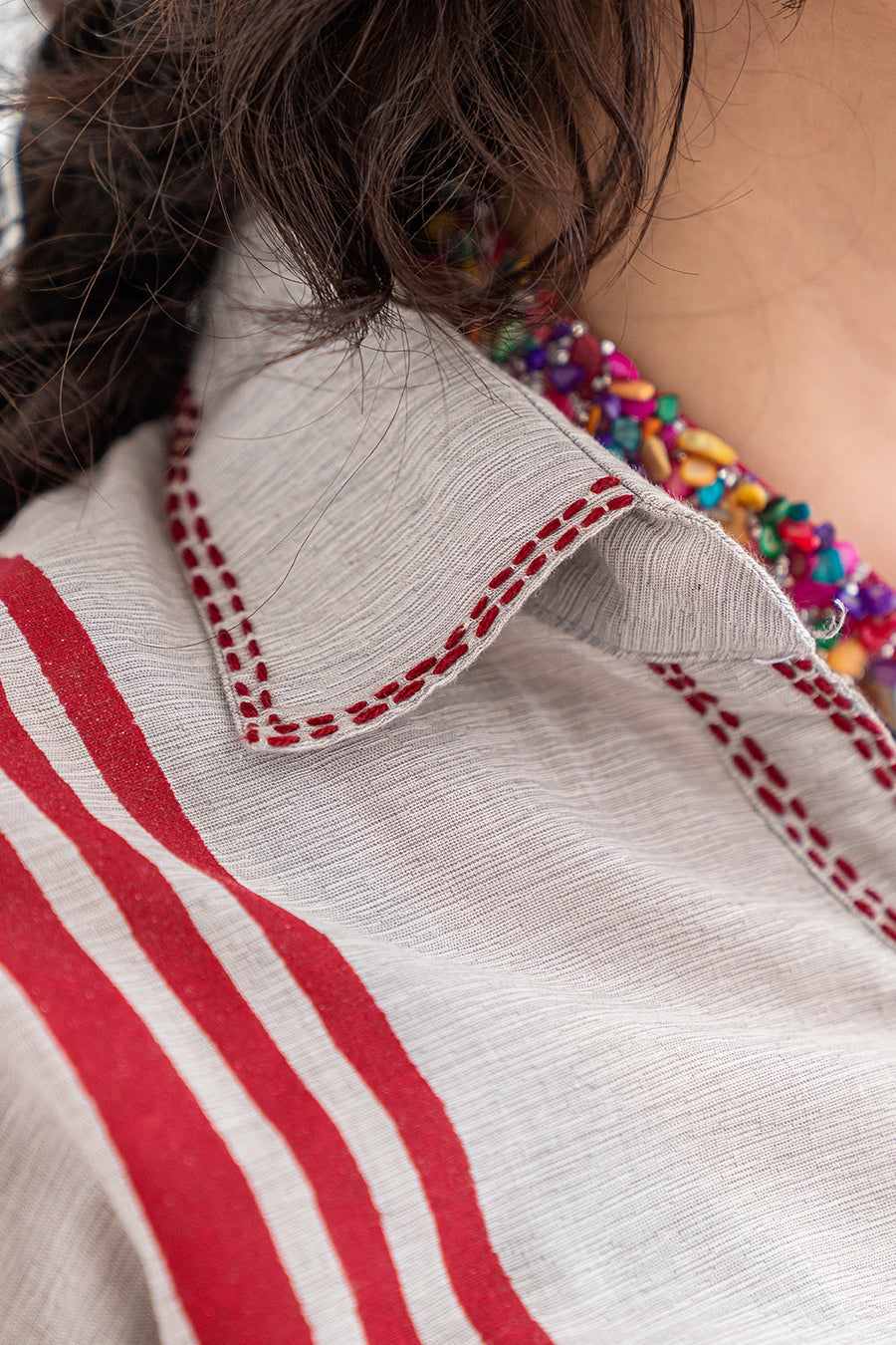 BLOCK PRINTED TEXTURED LAWN SHIRT