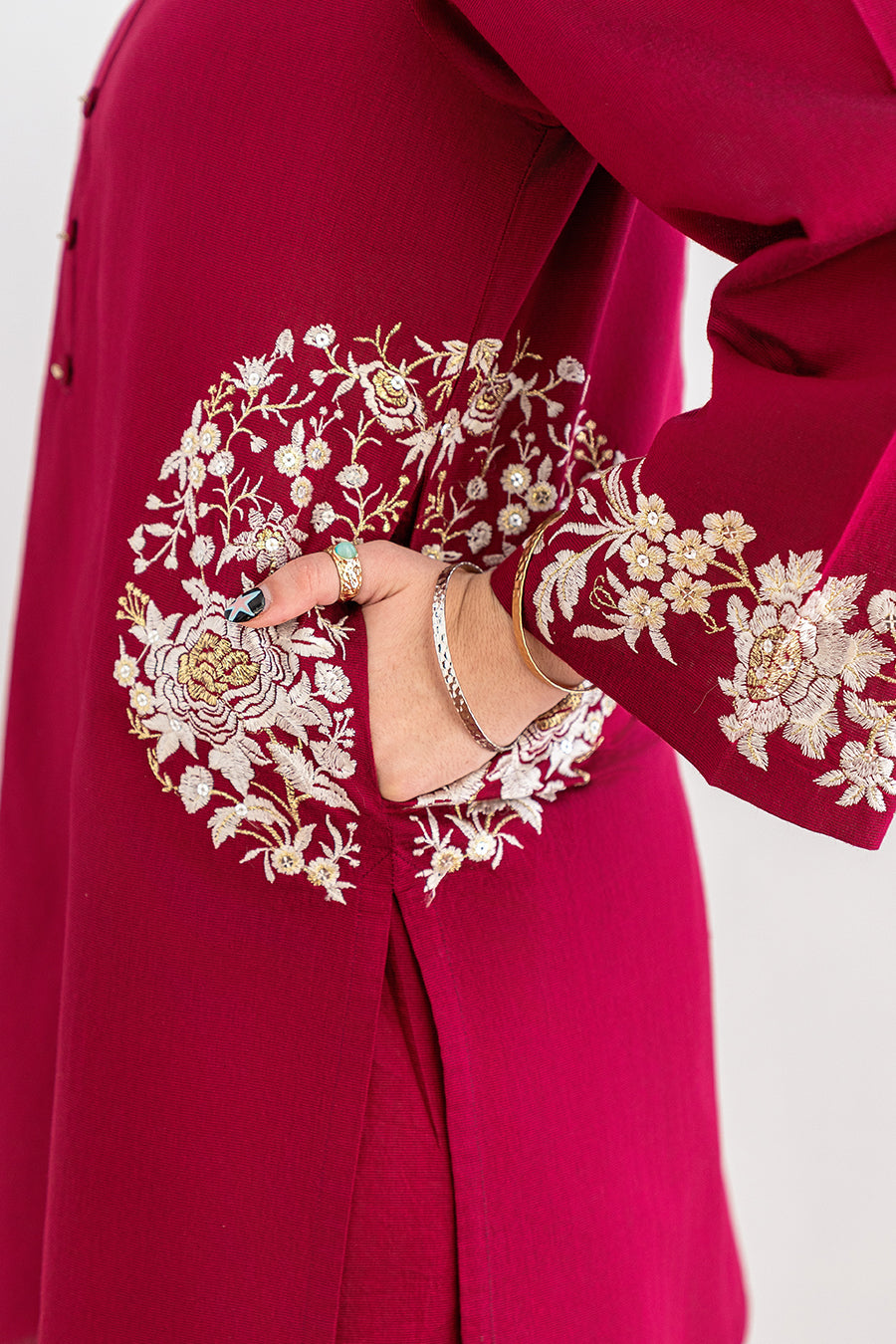 2 PIECE EMBROIDERED COTTON SILK SUIT