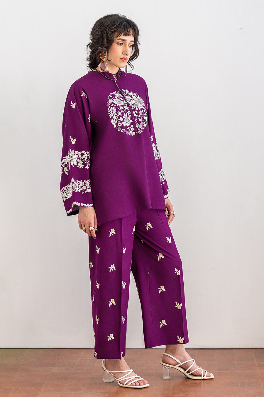 2 PIECE EMBROIDERED COTTON SILK SUIT