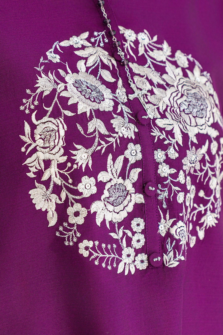 2 PIECE EMBROIDERED COTTON SILK SUIT