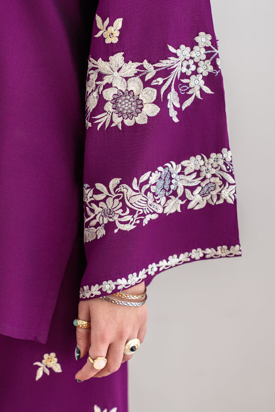 2 PIECE EMBROIDERED COTTON SILK SUIT