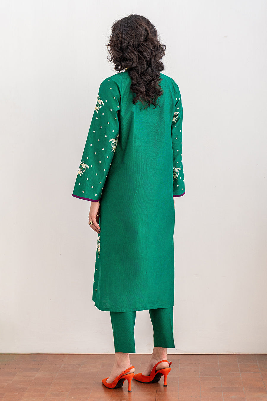 2 PIECE EMBROIDERED COTTON SILK SUIT