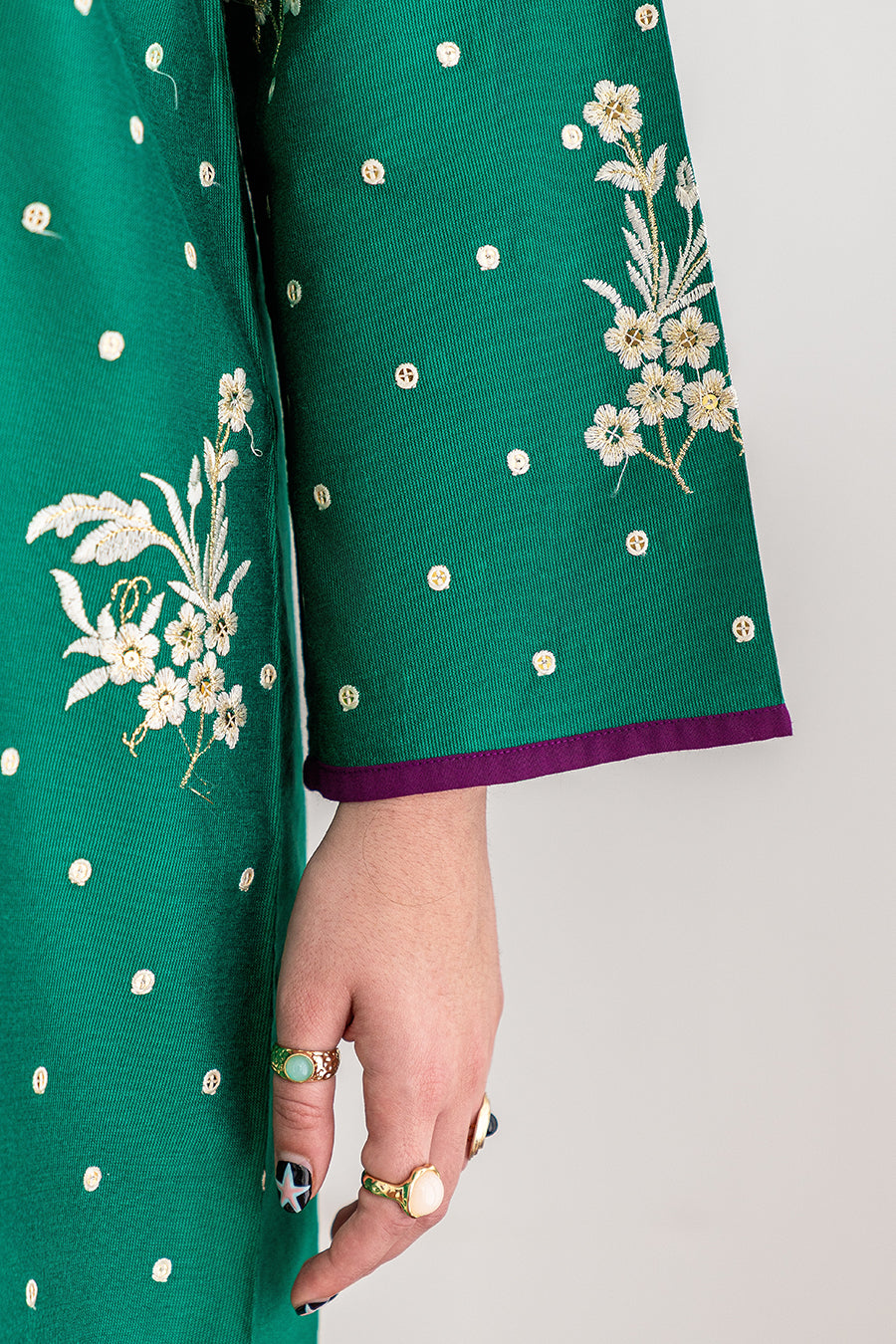 2 PIECE EMBROIDERED COTTON SILK SUIT