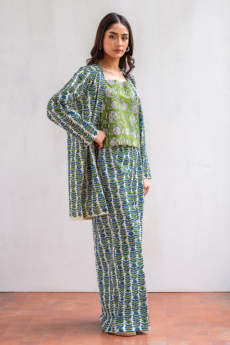 3 PIECE BLOCK PRINTED SUIT