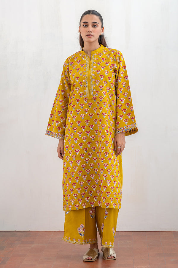 2 pc set - Silk Block printed shirt and pants - CR-W-F-02