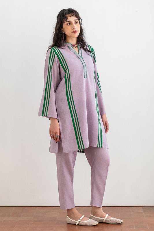 2 PIECE BLOCK PRINTED TEXTURED LAWN SUIT