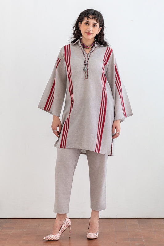 BLOCK PRINTED TEXTURED LAWN SHIRT