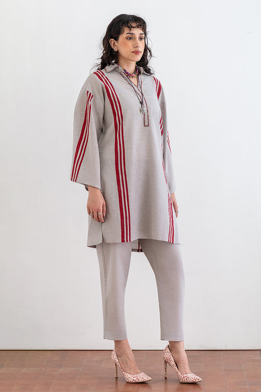 BLOCK PRINTED TEXTURED LAWN SHIRT