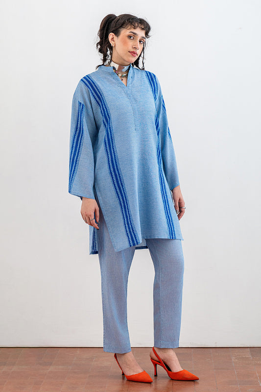 BLOCK PRINTED TEXTURED LAWN SHIRT