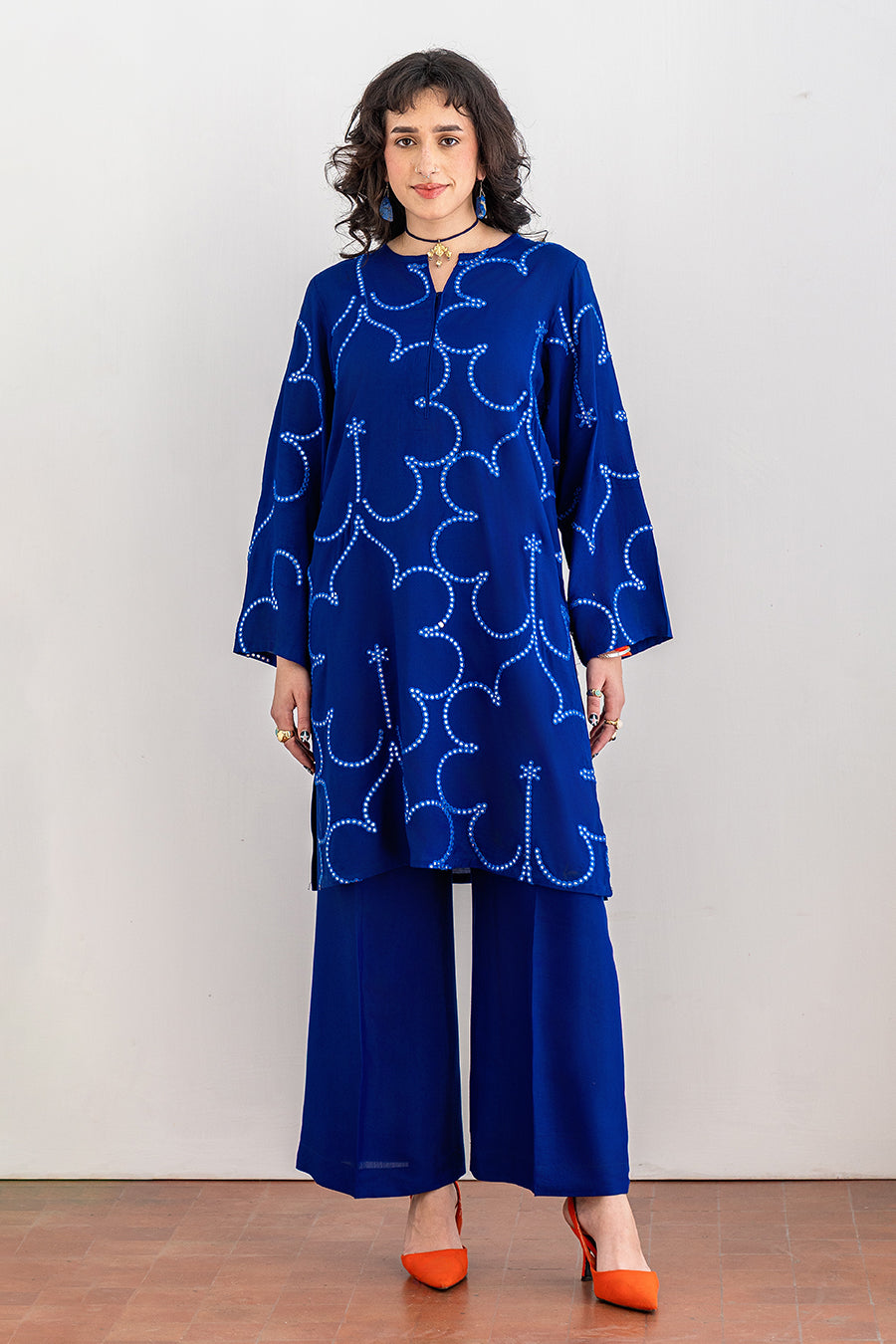 2 PIECE EMBROIDERED RAW SILK SUIT