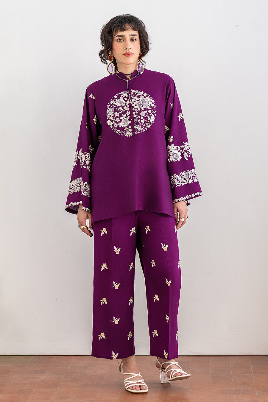 2 PIECE EMBROIDERED COTTON SILK SUIT