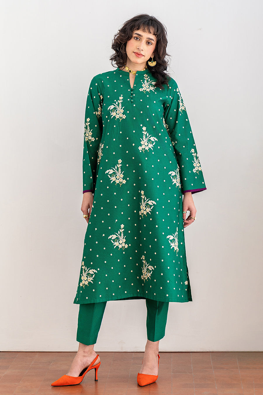 2 PIECE EMBROIDERED COTTON SILK SUIT