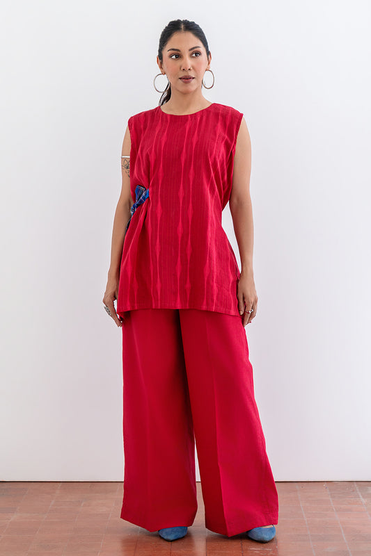 CRIMSON INDIGO BELTED CO-ORD SET