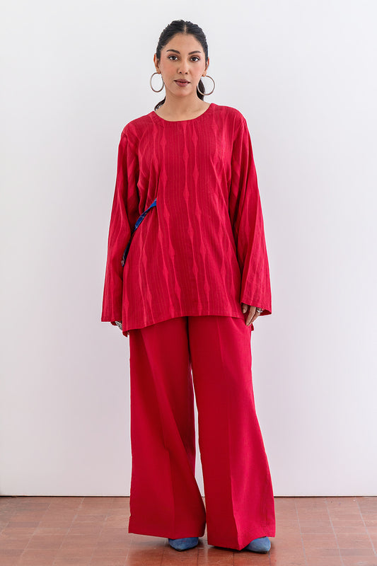CRIMSON INDIGO BELTED CO-ORD SET