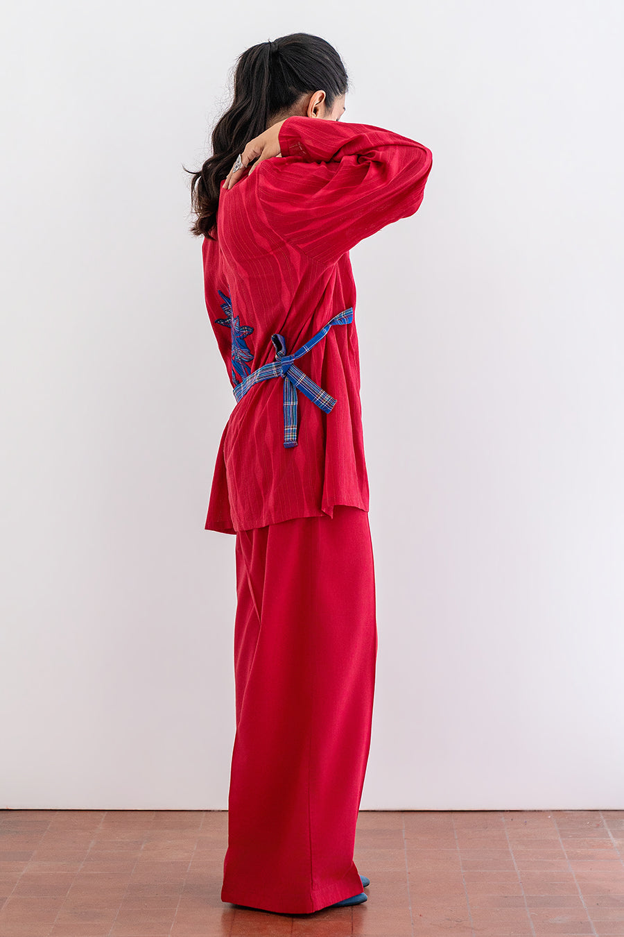 CRIMSON INDIGO BELTED CO-ORD SET