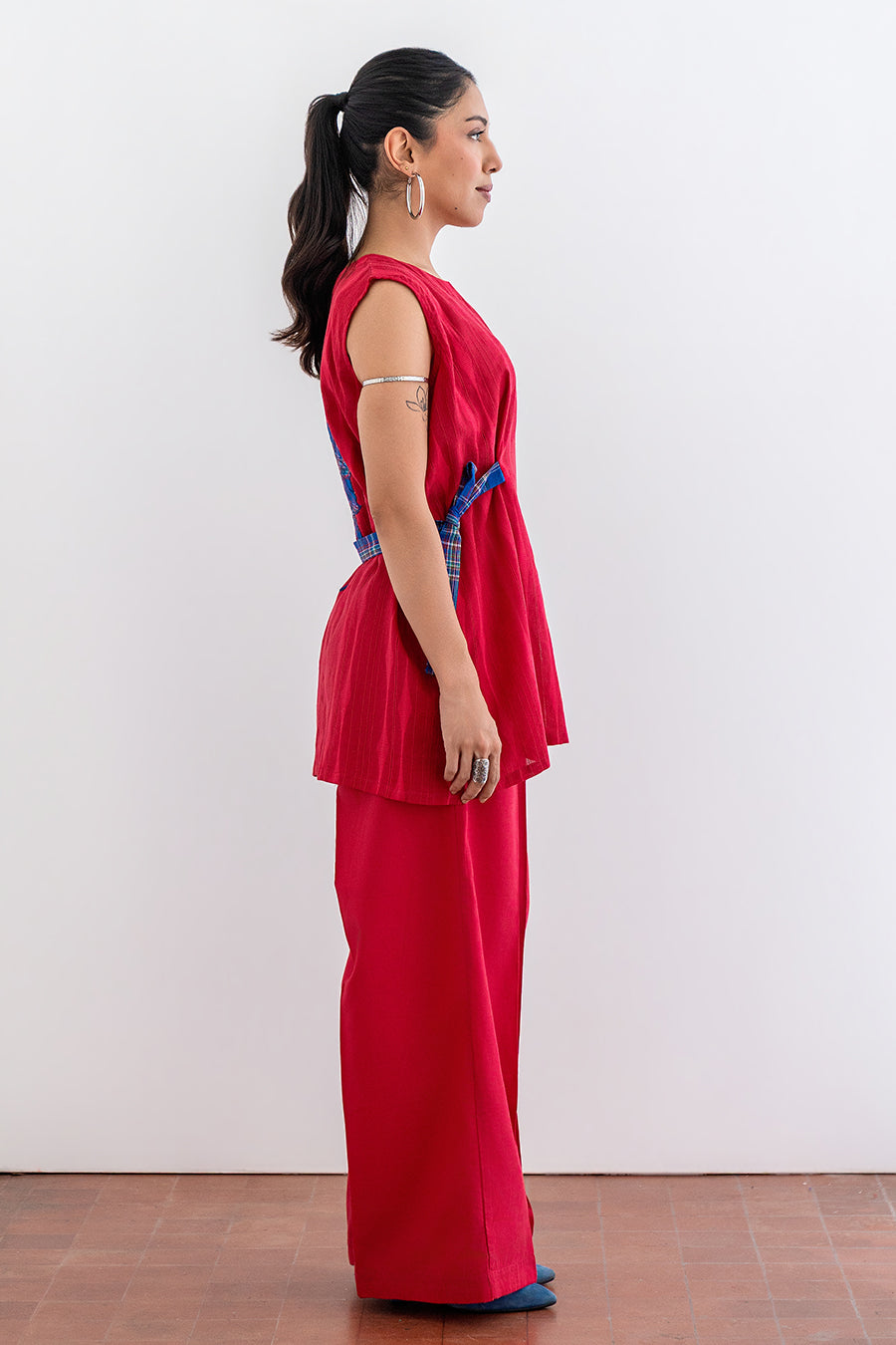 CRIMSON INDIGO BELTED CO-ORD SET