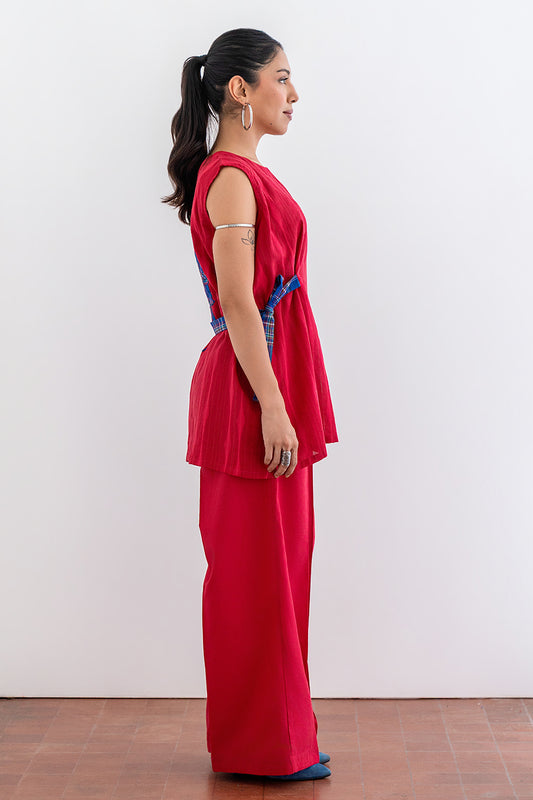 CRIMSON INDIGO BELTED CO-ORD SET