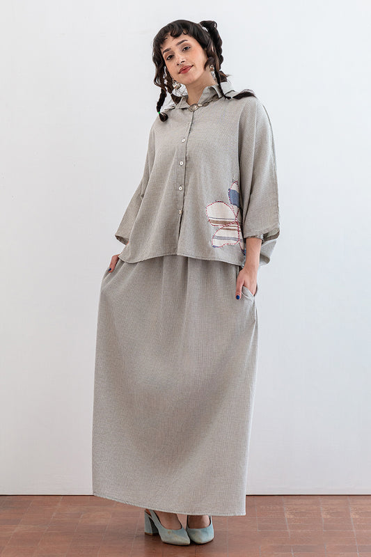 TEXTURED COTTON SKIRT