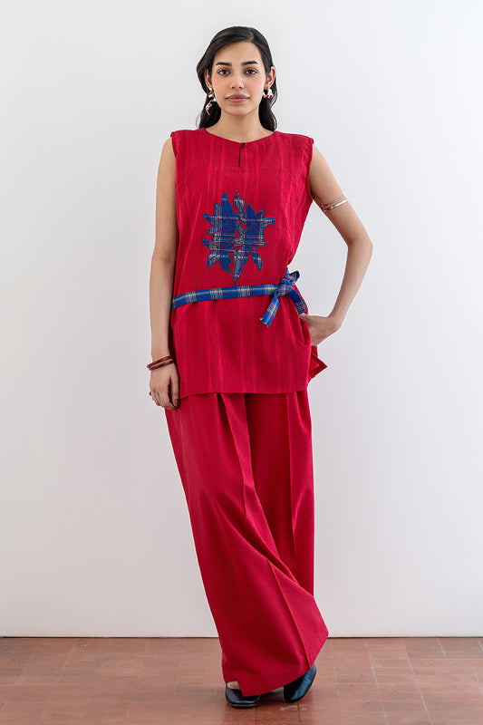 CRIMSON INDIGO BELTED CO-ORD SET