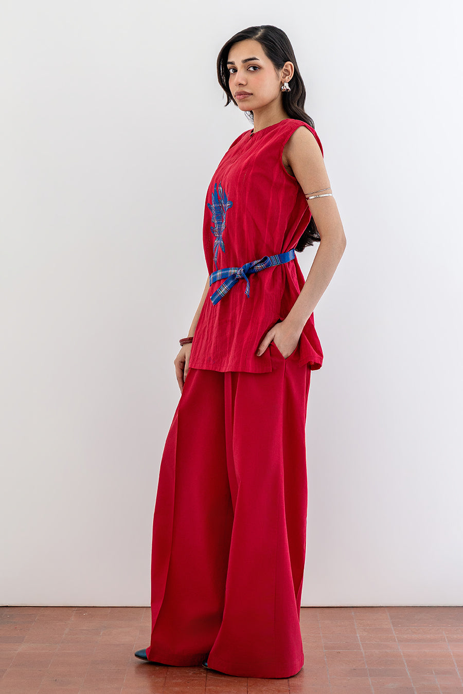 CRIMSON INDIGO BELTED CO-ORD SET