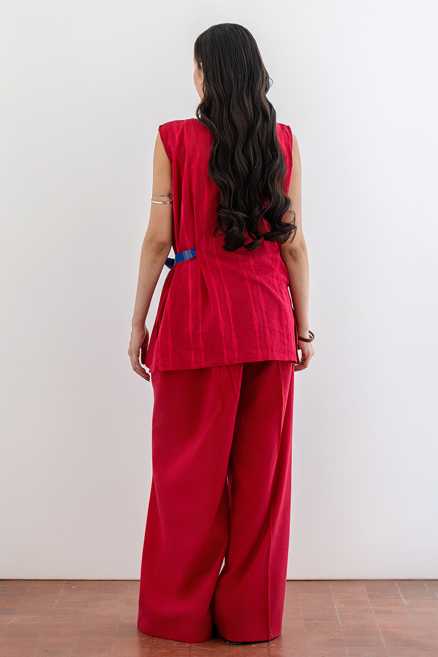 CRIMSON INDIGO BELTED CO-ORD SET