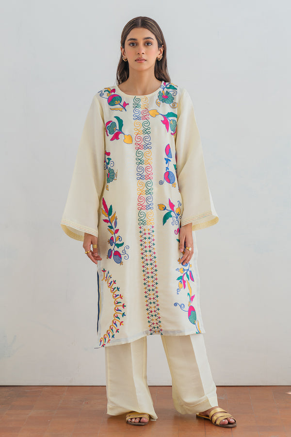 Embroidered shirt with pants (2 pc) - Soft Katan Silk