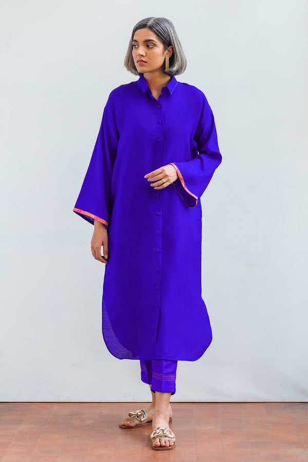 Embroidered shirt with pants (2 pc) - Soft Raw Silk