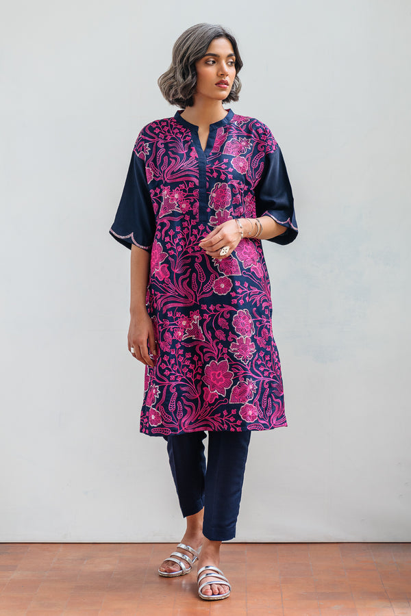 Embroidered shirt with pants (2 pc) - Soft Katan Silk - CR-LUX-13