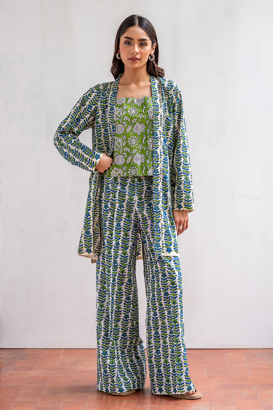 3 PIECE BLOCK PRINTED SUIT